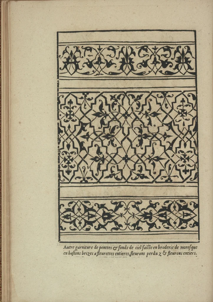 An illustration from Livre de Moresques. Tres utile et necessaire à tous orfevres, tailleurs, graveurs, paictres, tapissiers, brodeurs, lingieres, et femmes qui besognent de lesguille, 1546, leaf 29