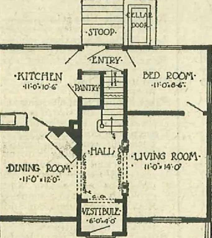 An illustration from Plans of modern homes, 320, 1913, leaf 19