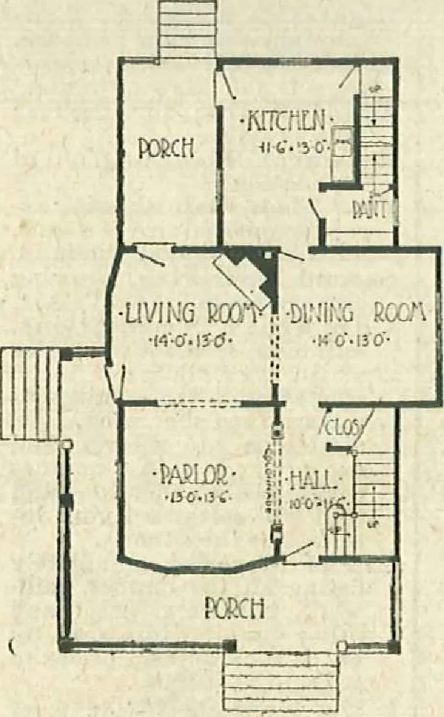An illustration from Plans of modern homes, 320, 1913, leaf 25