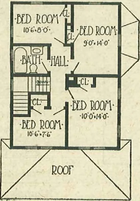 An illustration from Plans of modern homes, 320, 1913, leaf 9