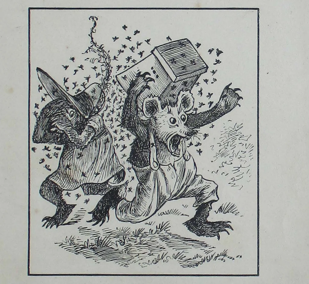 An illustration from Queerie Queers With Hands Wings And Claws, 1885, leaf 16