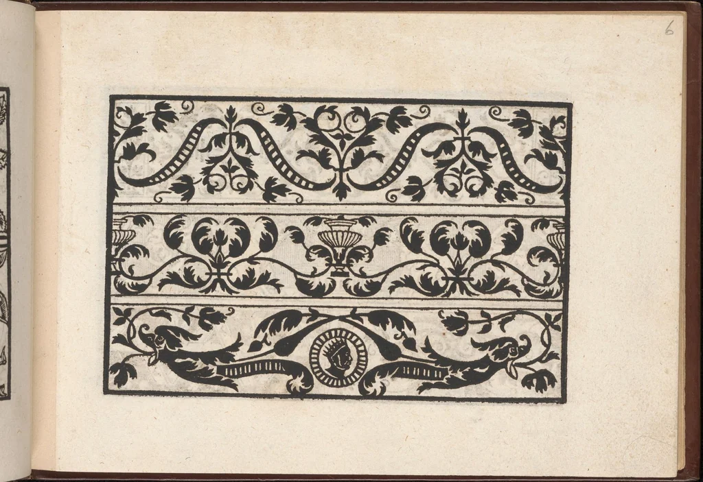 An illustration from Eyn newe kunstlich moetdelboech alle kunstner zo brauchen fur snytzeller wapensticker perlensticker. Etc. Unnd auch fur jonferen und frauwen kunstlich uff das neuwes gefonde allen den genen die upff kunsten verstant haben., 1532, leaf 11