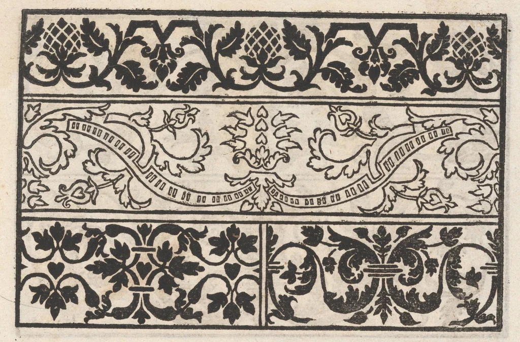 An illustration from Eyn newe kunstlich moetdelboech alle kunstner zo brauchen fur snytzeller wapensticker perlensticker. Etc. Unnd auch fur jonferen und frauwen kunstlich uff das neuwes gefonde allen den genen die upff kunsten verstant haben., 1532, leaf 13