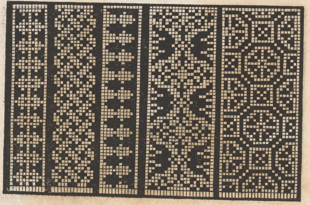 An illustration from Eyn newe kunstlich moetdelboech alle kunstner zo brauchen fur snytzeller wapensticker perlensticker. Etc. Unnd auch fur jonferen und frauwen kunstlich uff das neuwes gefonde allen den genen die upff kunsten verstant haben., 1532, leaf 30