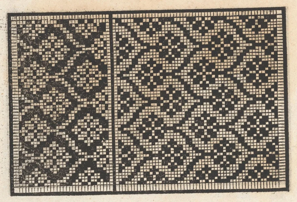 An illustration from Eyn newe kunstlich moetdelboech alle kunstner zo brauchen fur snytzeller wapensticker perlensticker. Etc. Unnd auch fur jonferen und frauwen kunstlich uff das neuwes gefonde allen den genen die upff kunsten verstant haben., 1532, leaf 32