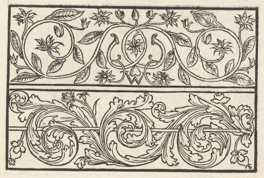 An illustration from Eyn newe kunstlich moetdelboech alle kunstner zo brauchen fur snytzeller wapensticker perlensticker. Etc. Unnd auch fur jonferen und frauwen kunstlich uff das neuwes gefonde allen den genen die upff kunsten verstant haben., 1532, leaf 7