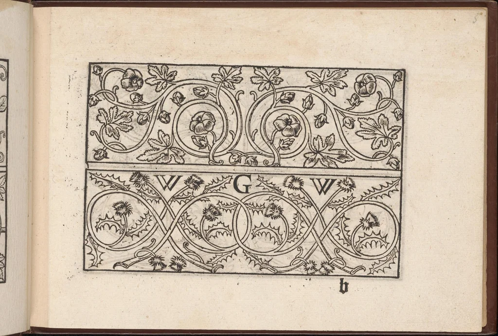 An illustration from Eyn newe kunstlich moetdelboech alle kunstner zo brauchen fur snytzeller wapensticker perlensticker. Etc. Unnd auch fur jonferen und frauwen kunstlich uff das neuwes gefonde allen den genen die upff kunsten verstant haben., 1532, leaf 9