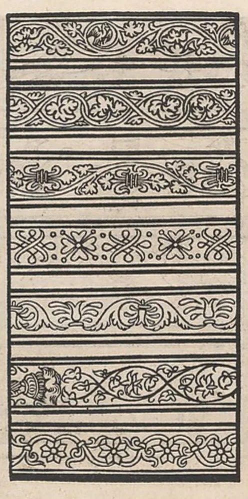 An illustration from Ein new kunstlich modelbuech dair yn meir dan sechßhundert figuren, monster, ader, stalen, befondenn wie mann na der rechter art perlenstickers lauffer werck spansche stiche mit der naelen vort up der ramen und up der laden boerden wircken sa., 1544, leaf 15