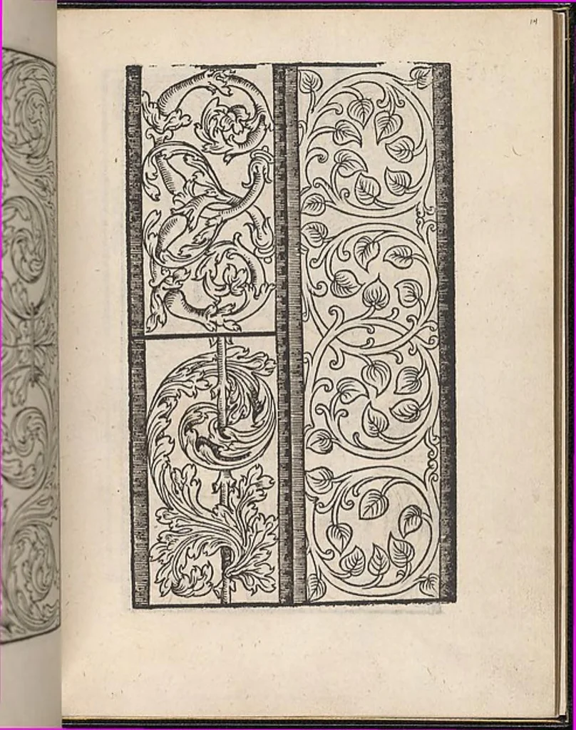 An illustration from Ein new kunstlich modelbuech dair yn meir dan sechßhundert figuren, monster, ader, stalen, befondenn wie mann na der rechter art perlenstickers lauffer werck spansche stiche mit der naelen vort up der ramen und up der laden boerden wircken sa., 1544, leaf 26