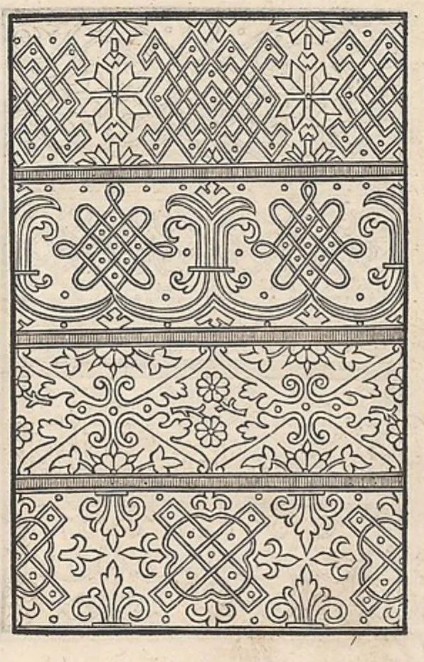 An illustration from Ein new kunstlich modelbuech dair yn meir dan sechßhundert figuren, monster, ader, stalen, befondenn wie mann na der rechter art perlenstickers lauffer werck spansche stiche mit der naelen vort up der ramen und up der laden boerden wircken sa., 1544, leaf 4