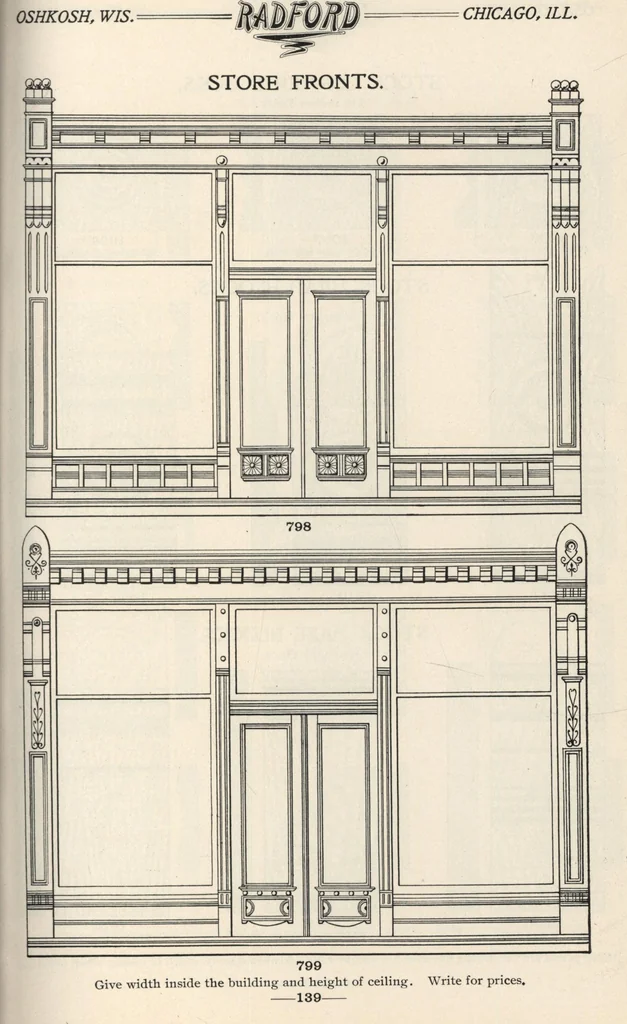 An illustration from Sash, doors, blinds, mouldings, and all kinds of millwork, 1904, leaf 142