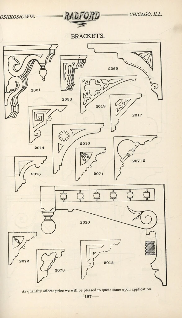 An illustration from Sash, doors, blinds, mouldings, and all kinds of millwork, 1904, leaf 190