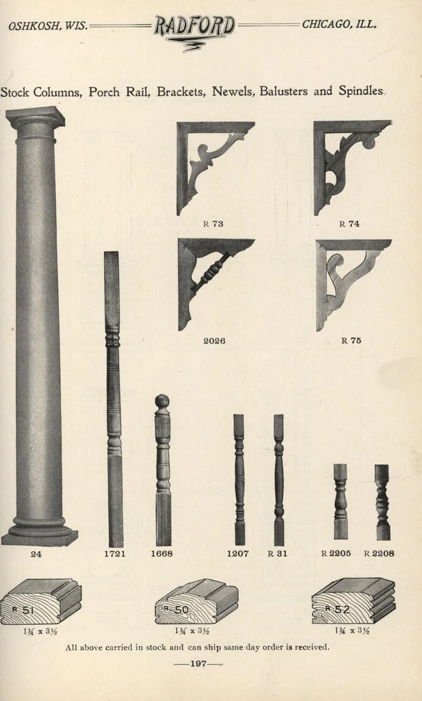 An illustration from Sash, doors, blinds, mouldings, and all kinds of millwork, 1904, leaf 200