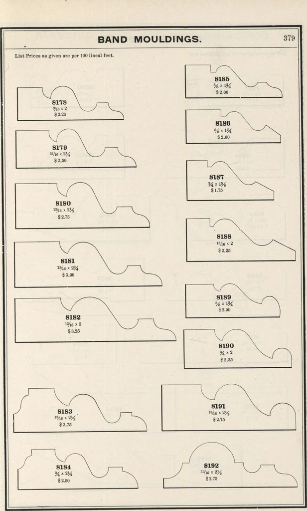 An illustration from Sash, doors, blinds, mouldings, and all kinds of millwork, 1904, leaf 382