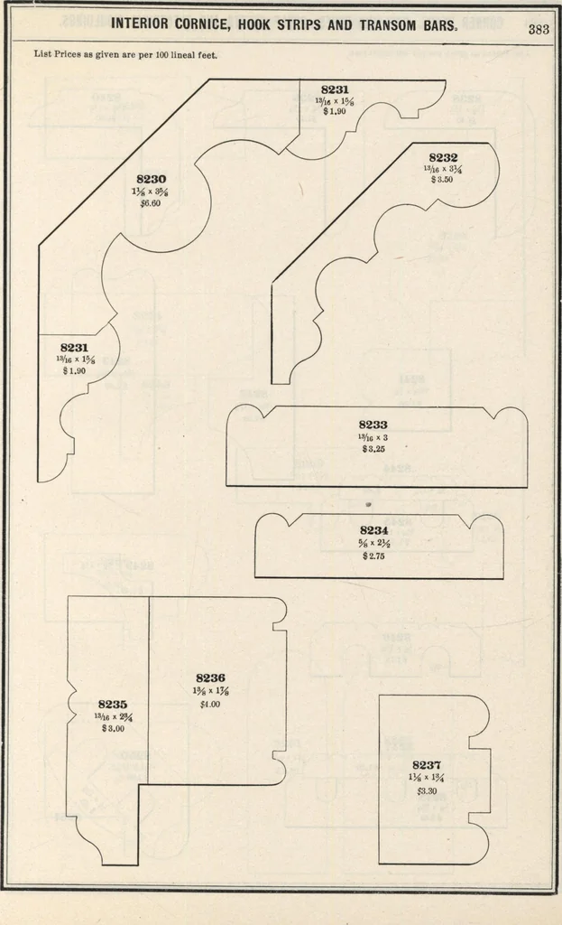 An illustration from Sash, doors, blinds, mouldings, and all kinds of millwork, 1904, leaf 386