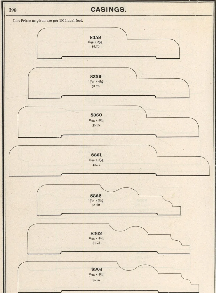 An illustration from Sash, doors, blinds, mouldings, and all kinds of millwork, 1904, leaf 401