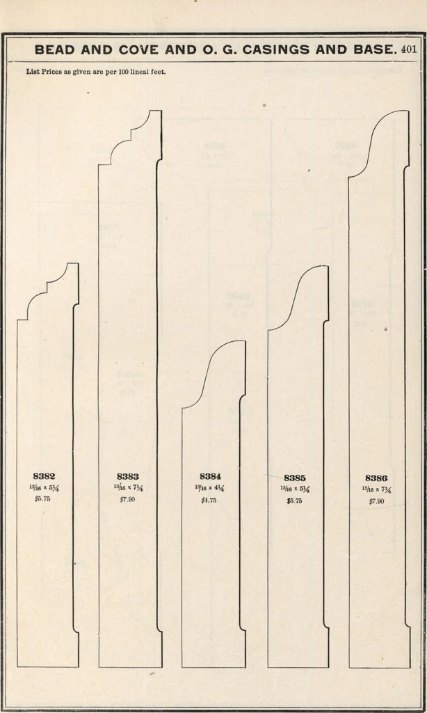 An illustration from Sash, doors, blinds, mouldings, and all kinds of millwork, 1904, leaf 404
