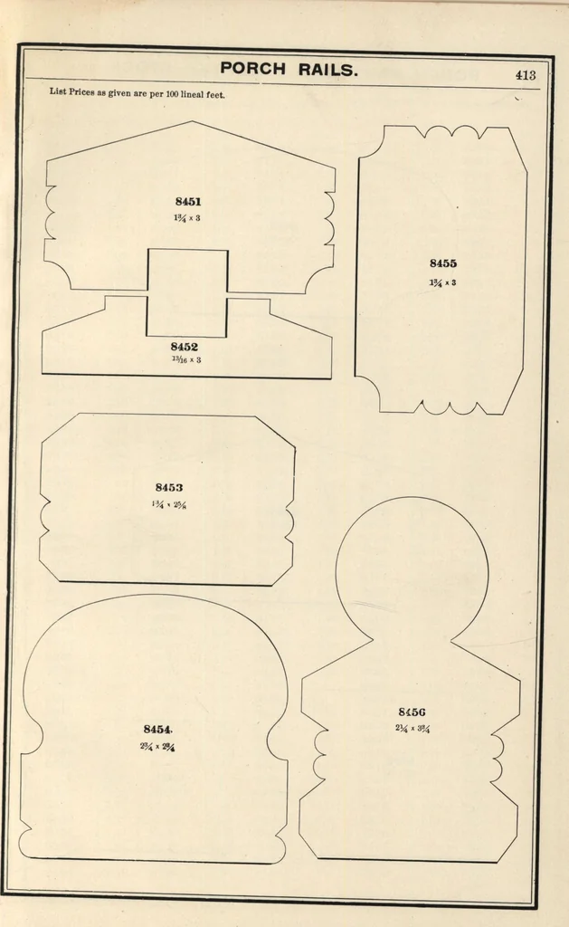 An illustration from Sash, doors, blinds, mouldings, and all kinds of millwork, 1904, leaf 416
