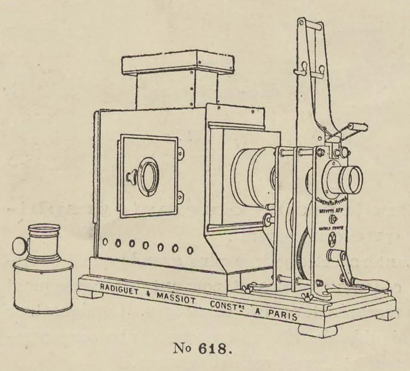 An illustration from Catalogue Général No 89 des Appareils et Accessoires usités en projection: IVe Partie Cinématographie, 1910, leaf 20