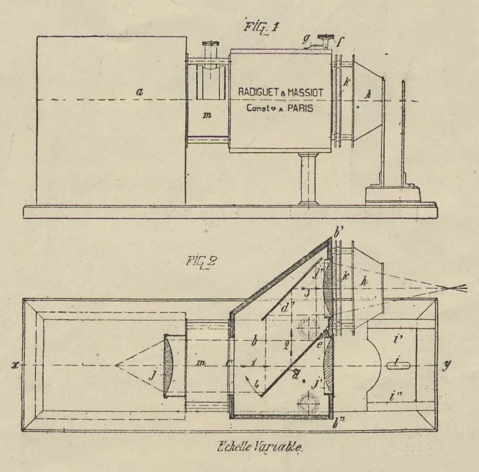 An illustration from Catalogue Général No 89 des Appareils et Accessoires usités en projection: IVe Partie Cinématographie, 1910, leaf 30