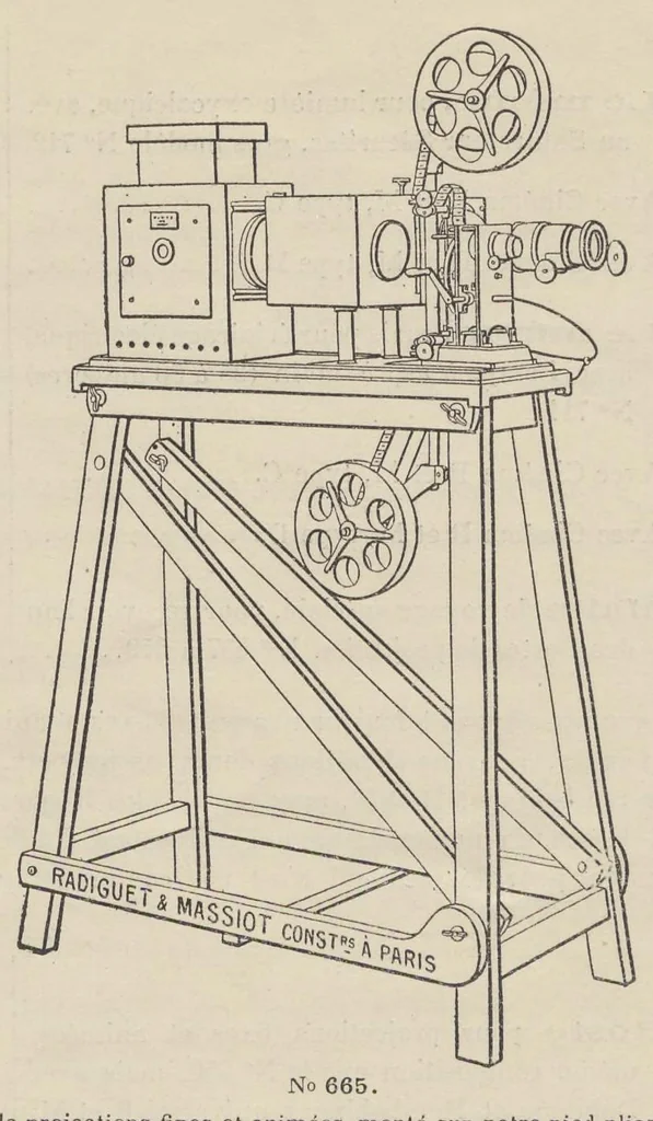 An illustration from Catalogue Général No 89 des Appareils et Accessoires usités en projection: IVe Partie Cinématographie, 1910, leaf 35