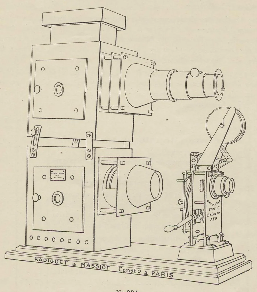 An illustration from Catalogue Général No 89 des Appareils et Accessoires usités en projection: IVe Partie Cinématographie, 1910, leaf 38