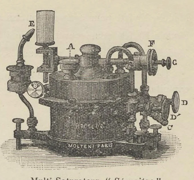 An illustration from Catalogue Général No 89 des Appareils et Accessoires usités en projection: IVe Partie Cinématographie, 1910, leaf 46