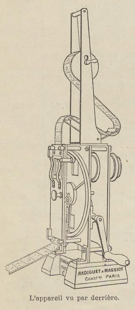 An illustration from Catalogue Général No 89 des Appareils et Accessoires usités en projection: IVe Partie Cinématographie, 1910, leaf 5
