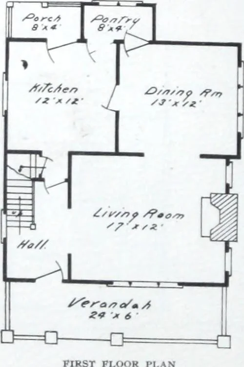 An illustration from Readi-cut houses (frame or brick veneer) : substantial, warm, comfortable, attractive : manufactured in our mills in Toronto, Ottawa, Vancouver ..., 1915, leaf 25