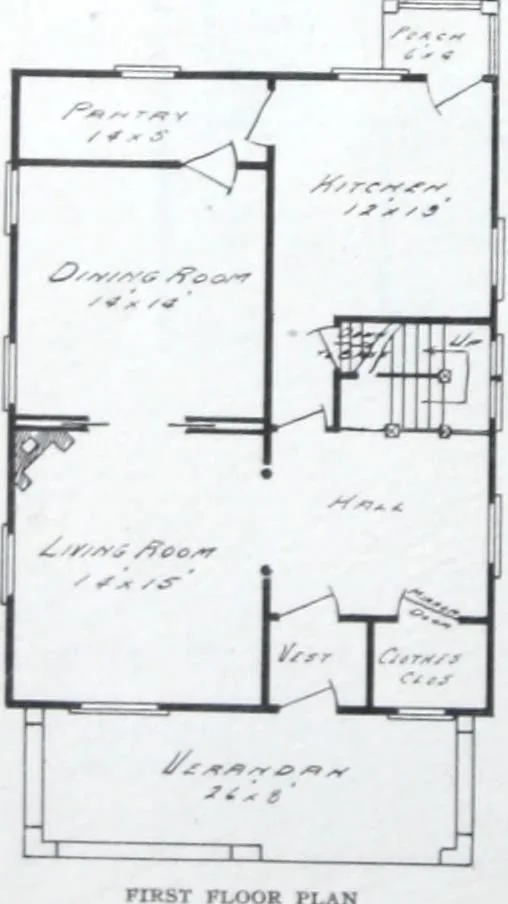 An illustration from Readi-cut houses (frame or brick veneer) : substantial, warm, comfortable, attractive : manufactured in our mills in Toronto, Ottawa, Vancouver ..., 1915, leaf 33