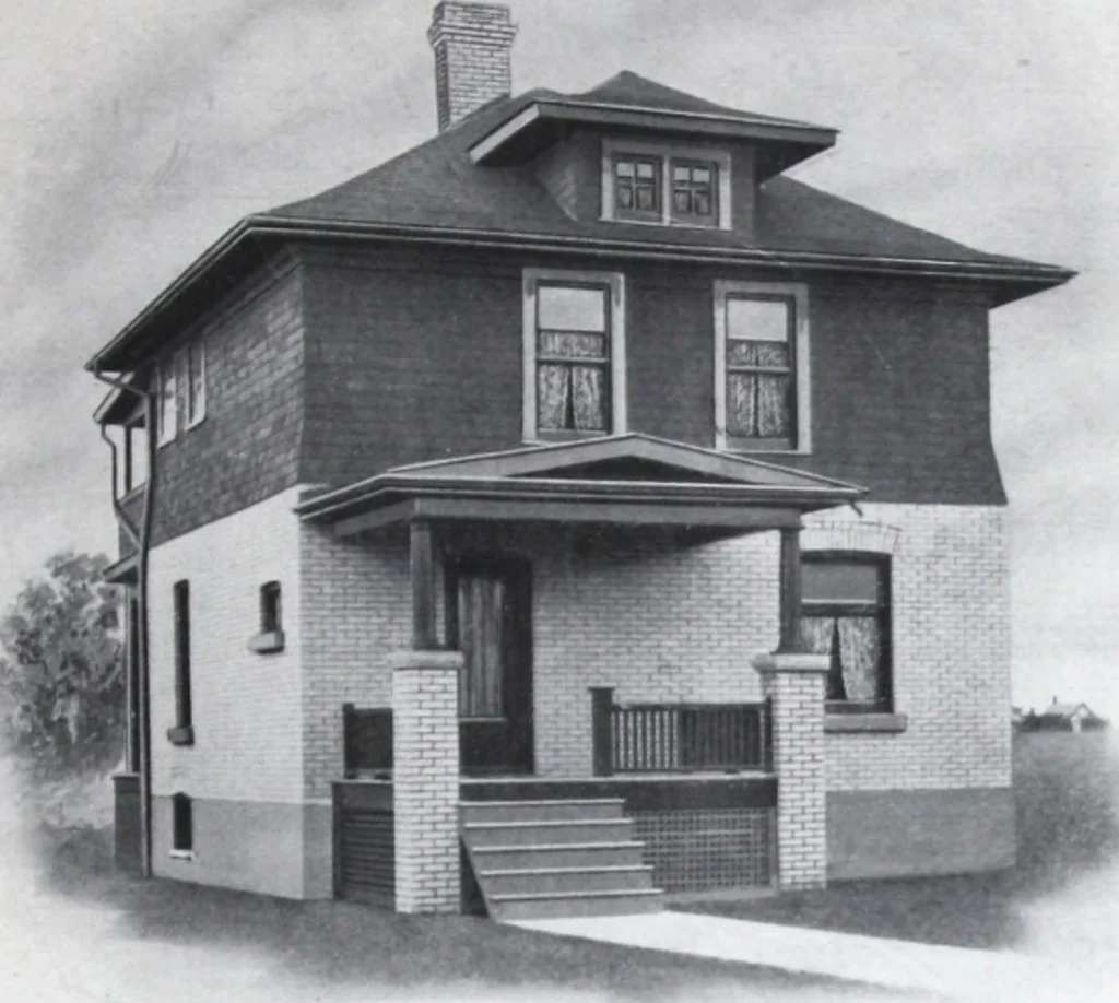 An illustration from Readi-cut houses (frame or brick veneer) : substantial, warm, comfortable, attractive : manufactured in our mills in Toronto, Ottawa, Vancouver ..., 1915, leaf 34