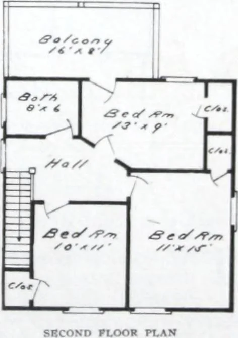 An illustration from Readi-cut houses (frame or brick veneer) : substantial, warm, comfortable, attractive : manufactured in our mills in Toronto, Ottawa, Vancouver ..., 1915, leaf 34