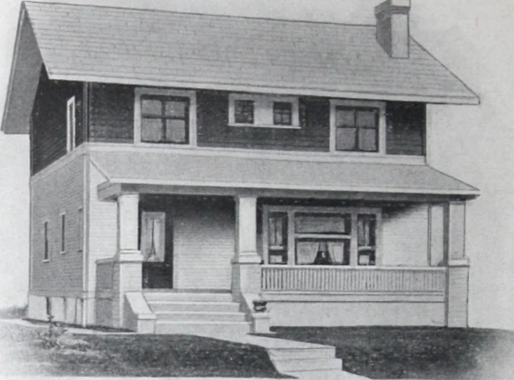 An illustration from Readi-cut houses (frame or brick veneer) : substantial, warm, comfortable, attractive : manufactured in our mills in Toronto, Ottawa, Vancouver ..., 1915, leaf 47