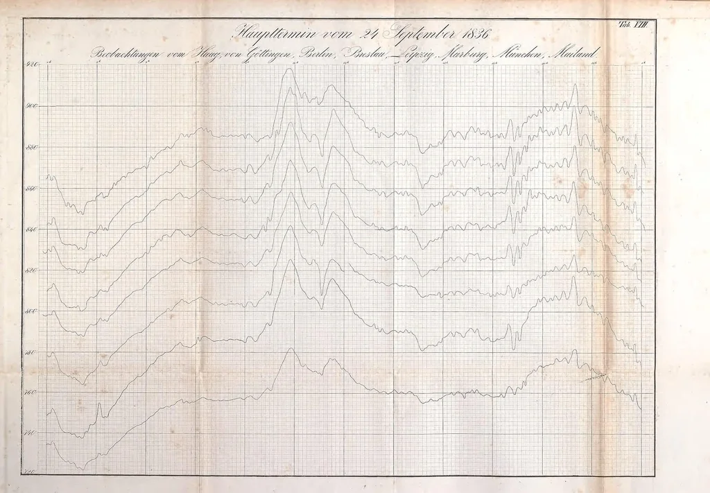 An illustration from Resultate aus den Beobachtungen des Magnetischen Vereins im Jahre .., 1836, leaf 145