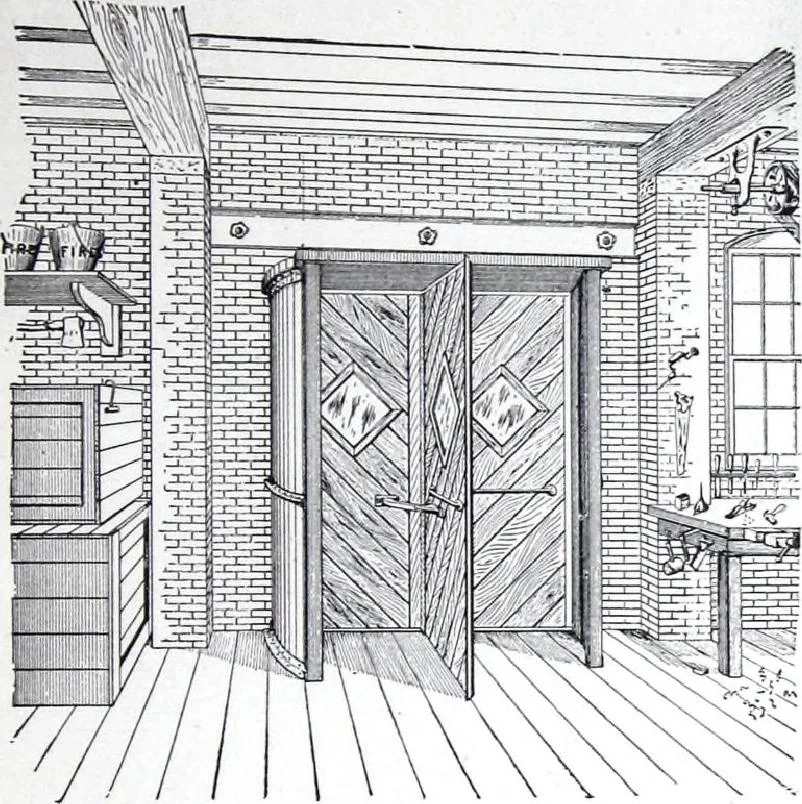 An illustration from Revolving Doors Always Closed: Styles, Types, Designs, 1910, leaf 34
