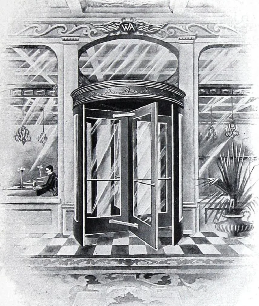 An illustration from Revolving Doors Always Closed: Styles, Types, Designs, 1910, leaf 36