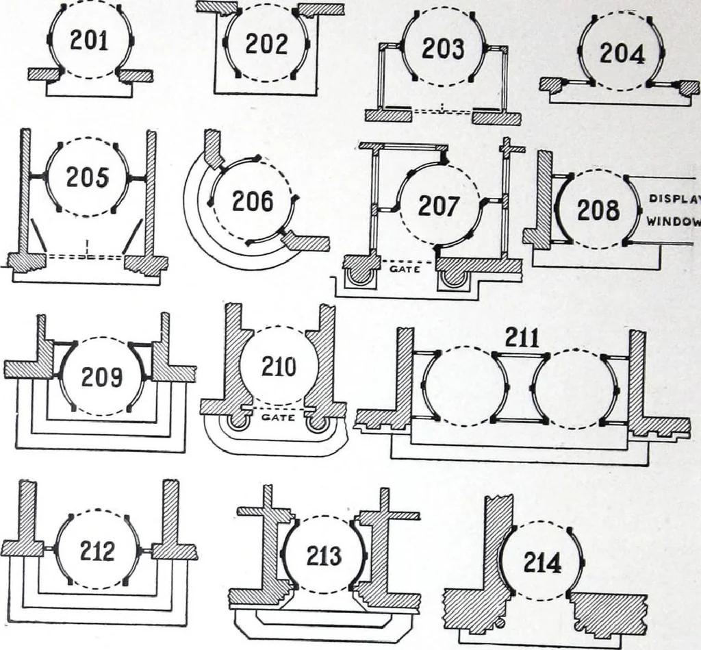 An illustration from Revolving Doors Always Closed: Styles, Types, Designs, 1910, leaf 45