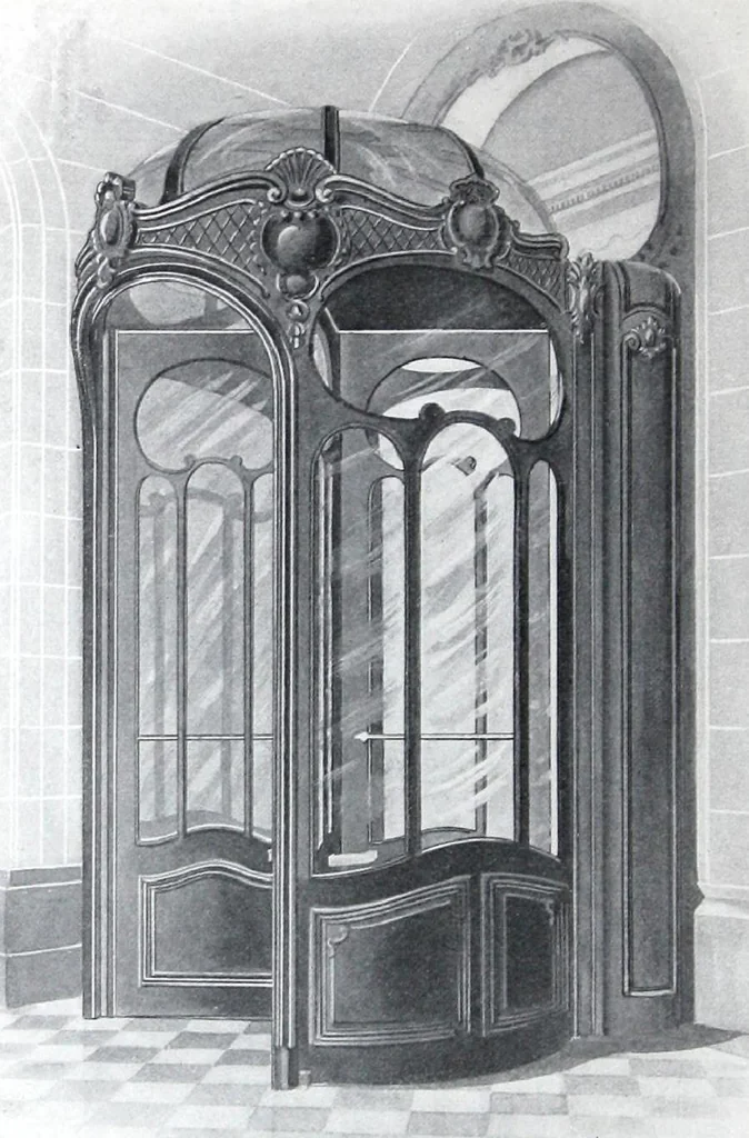 An illustration from Revolving Doors Always Closed: Styles, Types, Designs, 1910, leaf 57