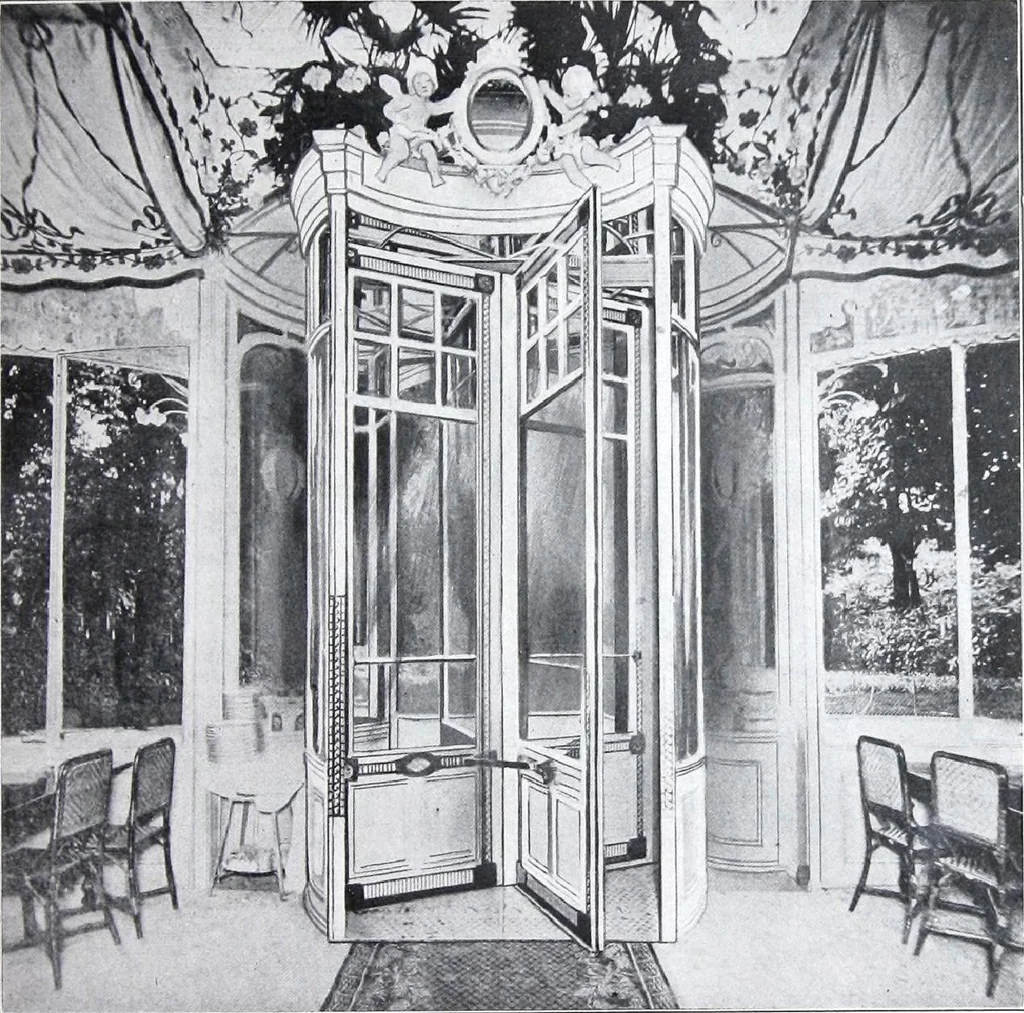 An illustration from Revolving Doors Always Closed: Styles, Types, Designs, 1910, leaf 58