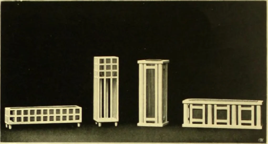 An illustration from Rheinauer Gartenmobel : Spalierwerke, Holzarbeiten fur Parkanlagen, Veranden und Wintergarten, Gartenlauben, Gartenhauser ..., 1912, leaf 113