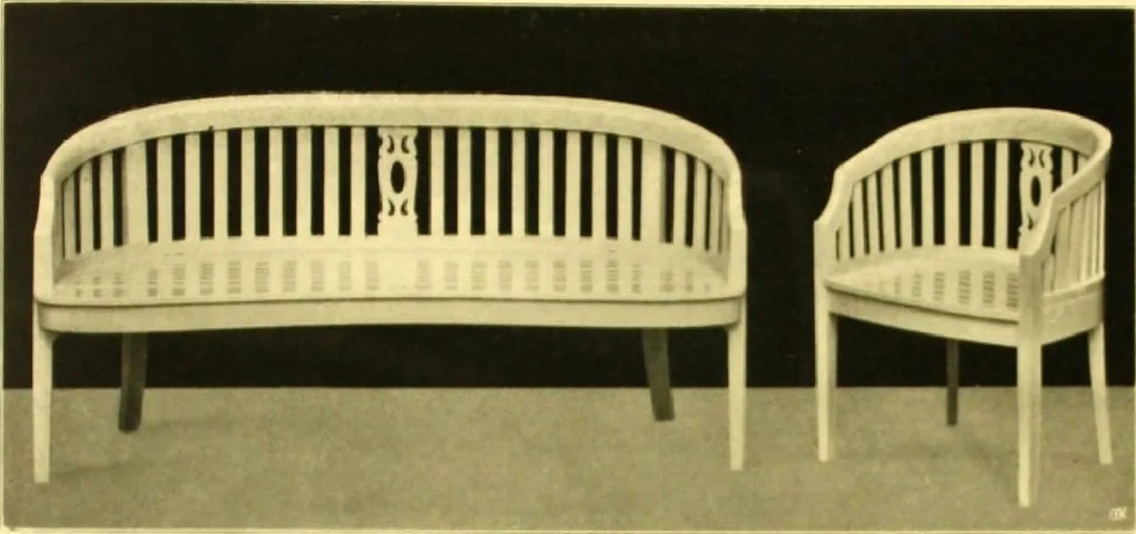An illustration from Rheinauer Gartenmobel : Spalierwerke, Holzarbeiten fur Parkanlagen, Veranden und Wintergarten, Gartenlauben, Gartenhauser ..., 1912, leaf 30
