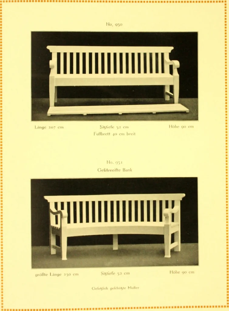 An illustration from Rheinauer Gartenmobel : Spalierwerke, Holzarbeiten fur Parkanlagen, Veranden und Wintergarten, Gartenlauben, Gartenhauser ..., 1912, leaf 32