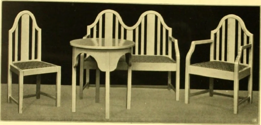 An illustration from Rheinauer Gartenmobel : Spalierwerke, Holzarbeiten fur Parkanlagen, Veranden und Wintergarten, Gartenlauben, Gartenhauser ..., 1912, leaf 50