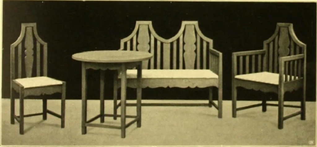 An illustration from Rheinauer Gartenmobel : Spalierwerke, Holzarbeiten fur Parkanlagen, Veranden und Wintergarten, Gartenlauben, Gartenhauser ..., 1912, leaf 50
