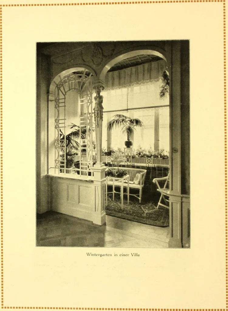 An illustration from Rheinauer Gartenmobel : Spalierwerke, Holzarbeiten fur Parkanlagen, Veranden und Wintergarten, Gartenlauben, Gartenhauser ..., 1912, leaf 59