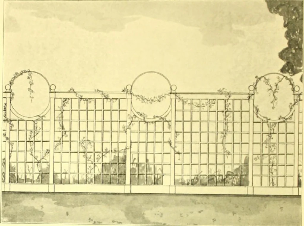 An illustration from Rheinauer Gartenmobel : Spalierwerke, Holzarbeiten fur Parkanlagen, Veranden und Wintergarten, Gartenlauben, Gartenhauser ..., 1912, leaf 65