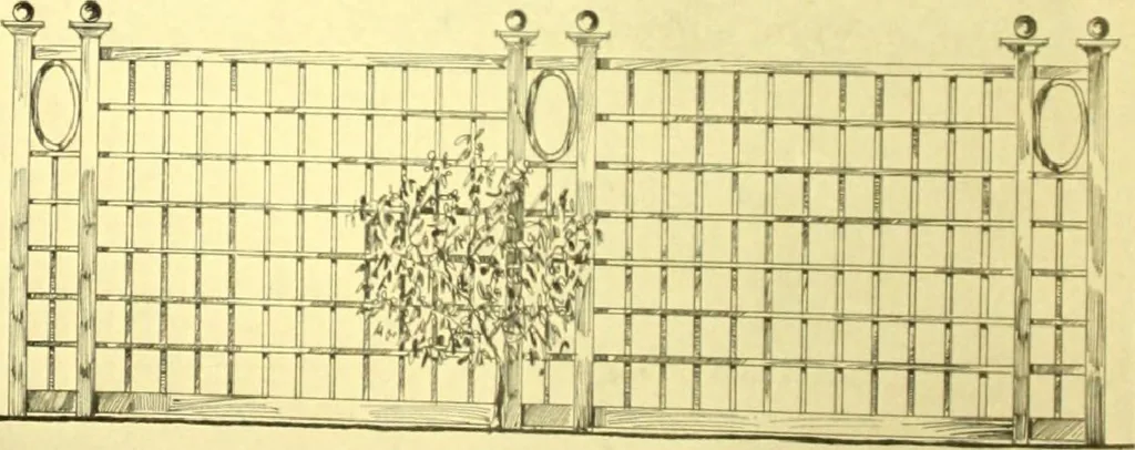 An illustration from Rheinauer Gartenmobel : Spalierwerke, Holzarbeiten fur Parkanlagen, Veranden und Wintergarten, Gartenlauben, Gartenhauser ..., 1912, leaf 65