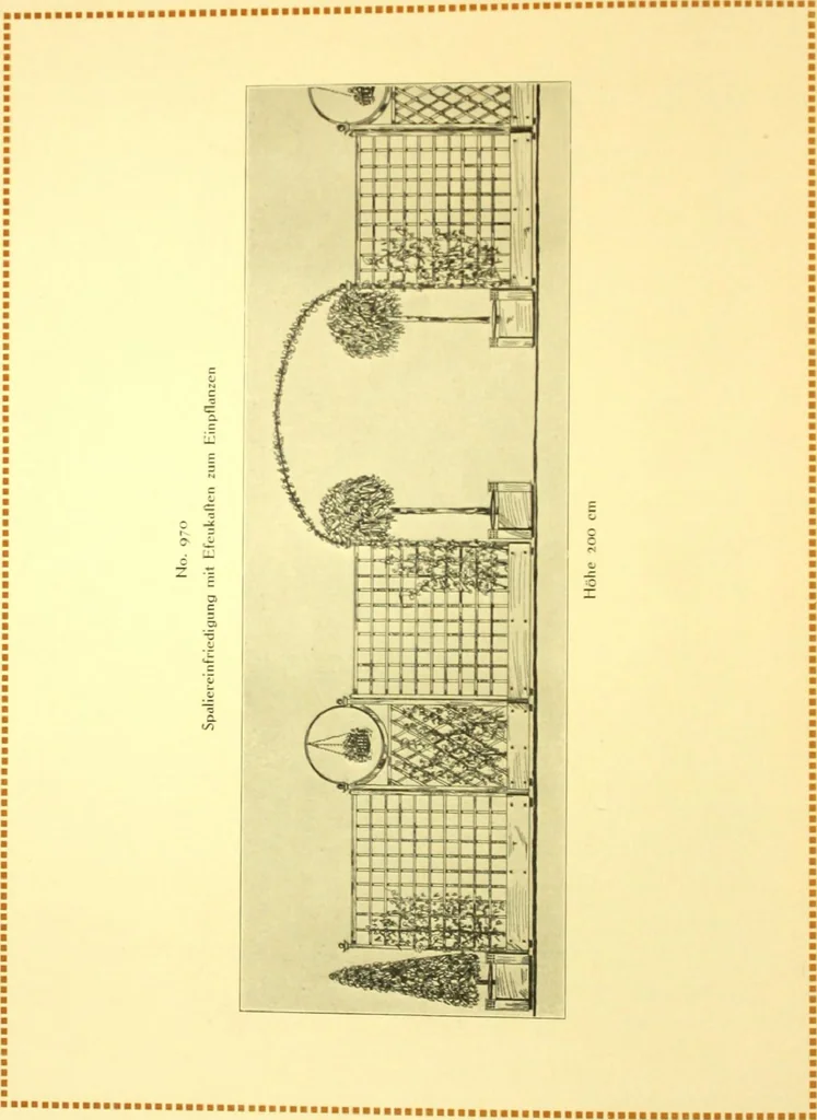 An illustration from Rheinauer Gartenmobel : Spalierwerke, Holzarbeiten fur Parkanlagen, Veranden und Wintergarten, Gartenlauben, Gartenhauser ..., 1912, leaf 67
