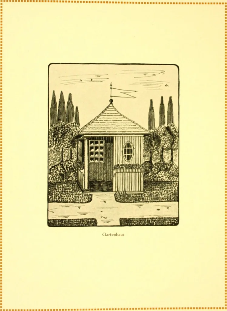 An illustration from Rheinauer Gartenmobel : Spalierwerke, Holzarbeiten fur Parkanlagen, Veranden und Wintergarten, Gartenlauben, Gartenhauser ..., 1912, leaf 74
