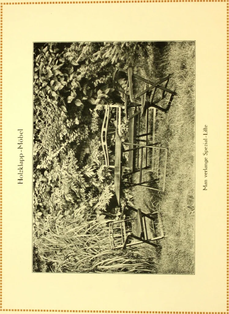 An illustration from Rheinauer Gartenmobel : Spalierwerke, Holzarbeiten fur Parkanlagen, Veranden und Wintergarten, Gartenlauben, Gartenhauser ..., 1912, leaf 79